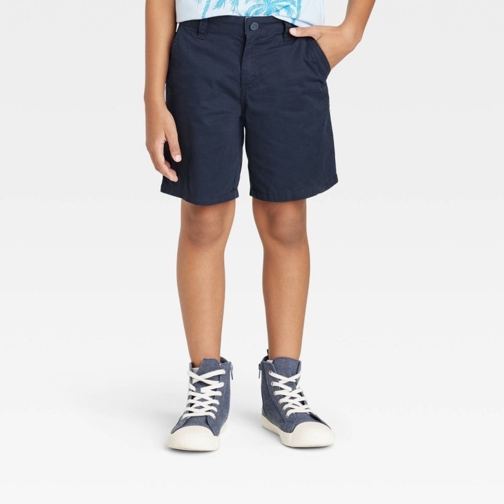 NWT Cat & Jack Flat Front “At The Knee Shorts” S(6/7) Navy Blue